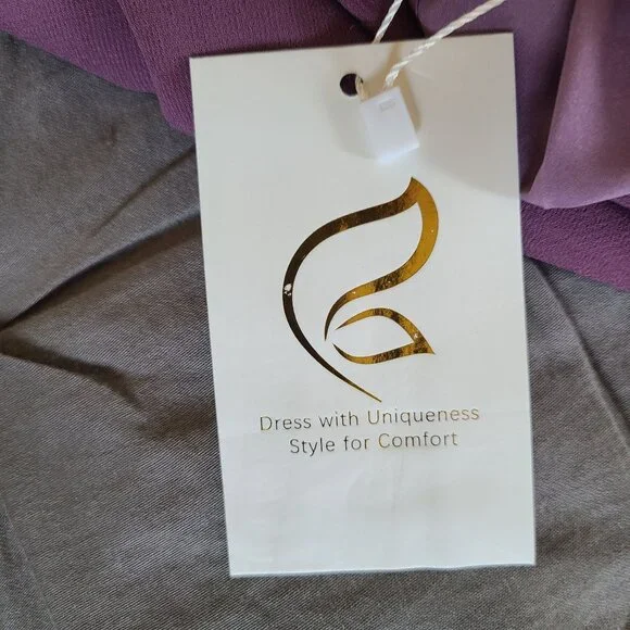 Purple Lace & Chiffon Short Sleeve Formal Dress Womens Fit & Flare Style NWT - Picture 13 of 13